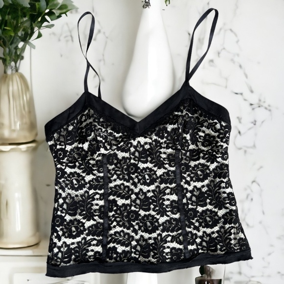 Rebecca Taylor Black Lace Camisole Tank Top Size 8 - Picture 4 of 16